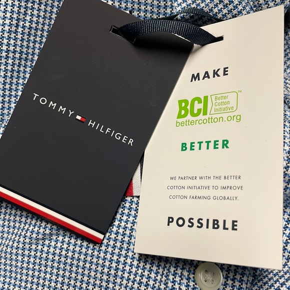 Tommy Hilfiger Blue Herringbone Button Up Shirt Mens Medium NWT - Picture 12 of 12